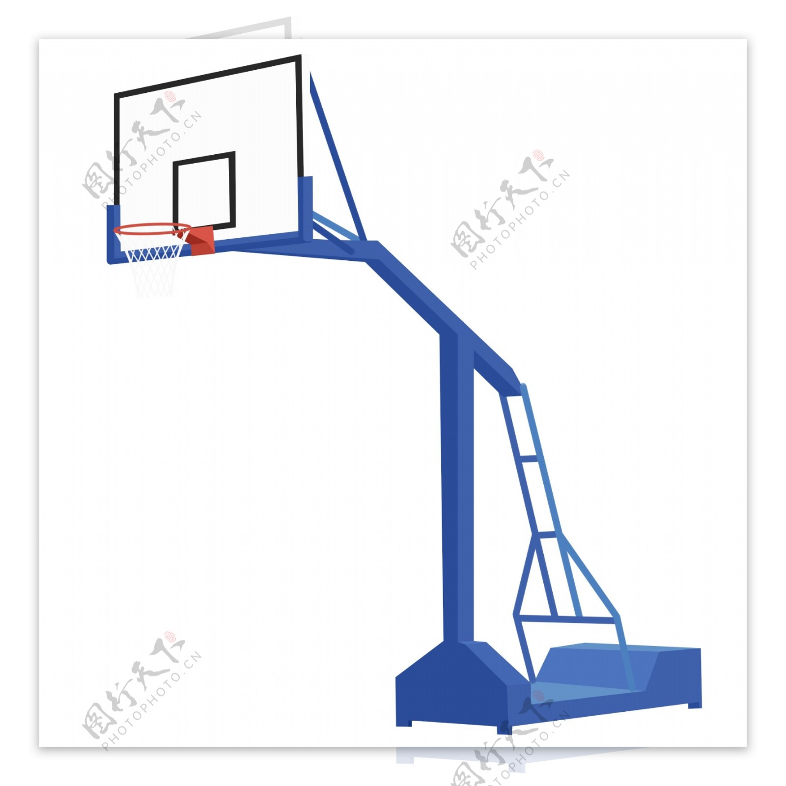 简约篮球架篮球框侧面蓝色扁平可商用元素