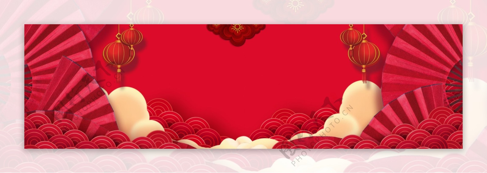 红色新年快乐猪年2019banner背景