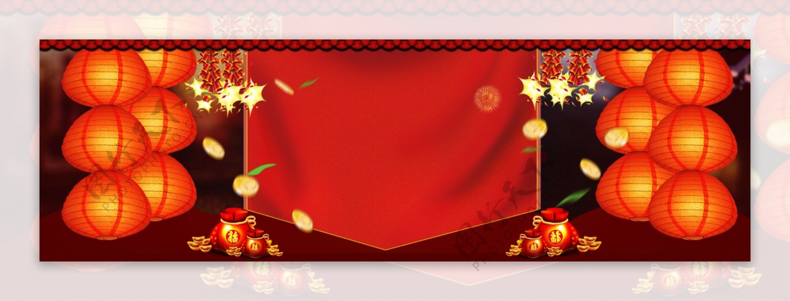 古风传统节日新年猪年banner背景