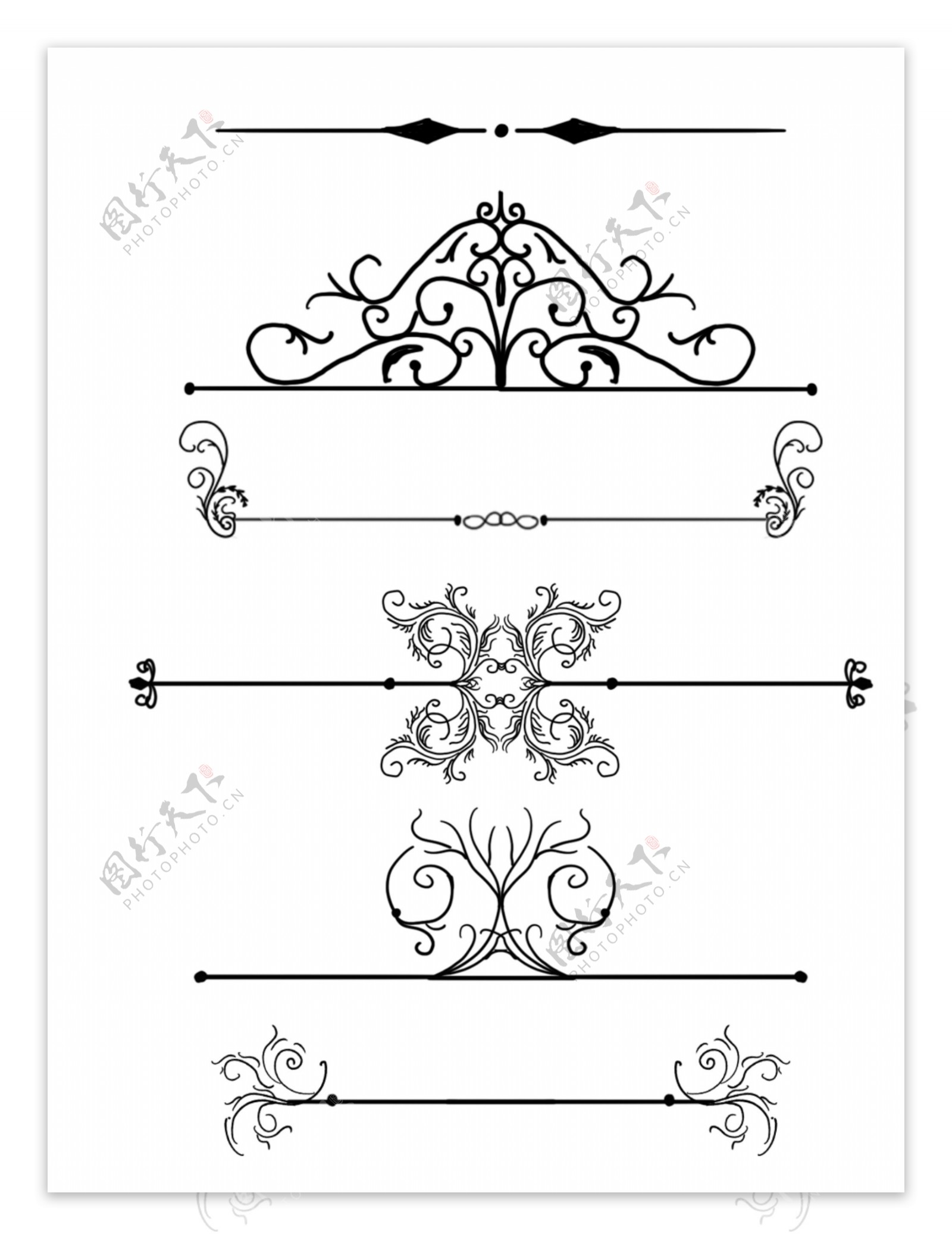 欧式边框花纹分割线常用复古矢量可商用元素
