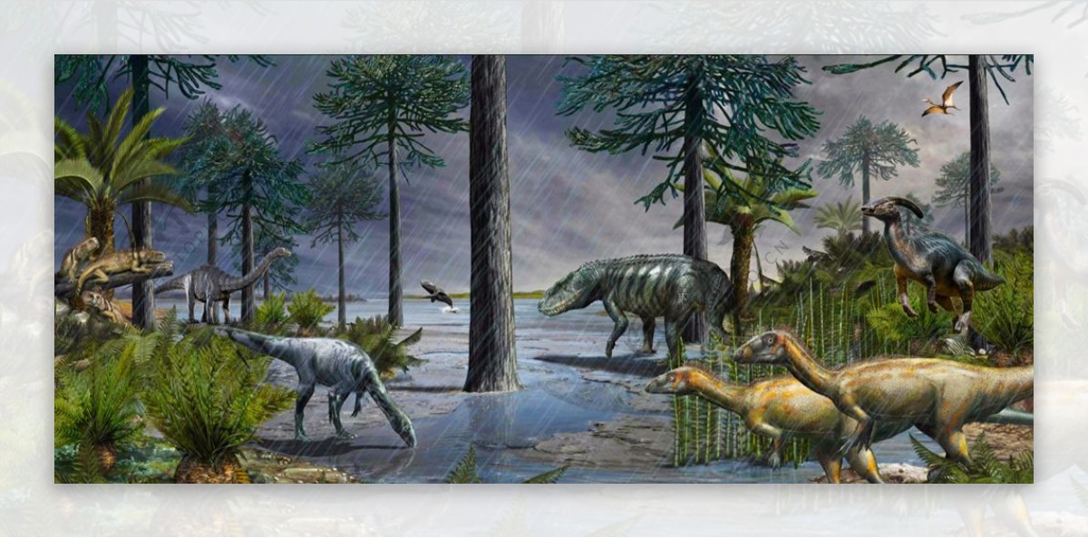 抽象手绘恐龙背景墙