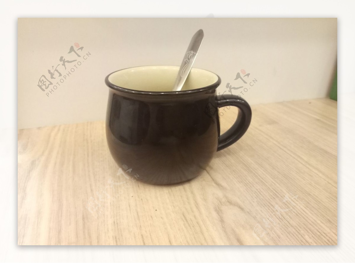 咖啡杯黑色咖啡杯茶杯勺子