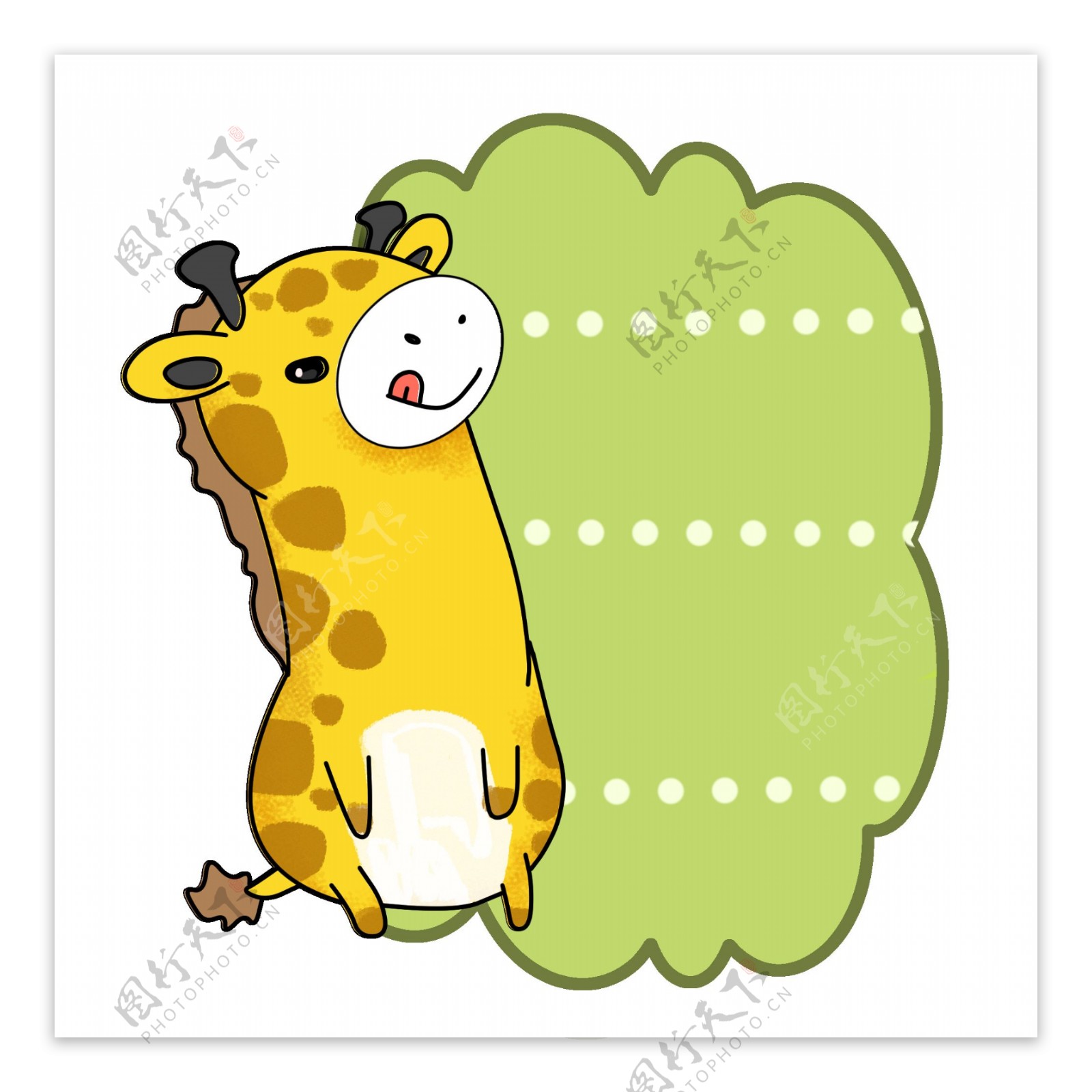 黄色的长颈鹿边框插画