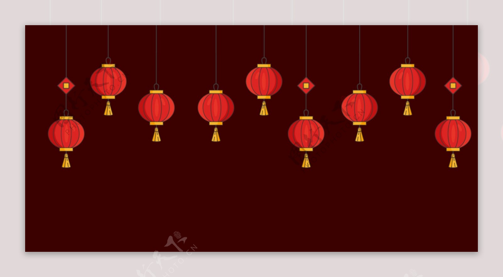 春节红色的灯笼挂饰