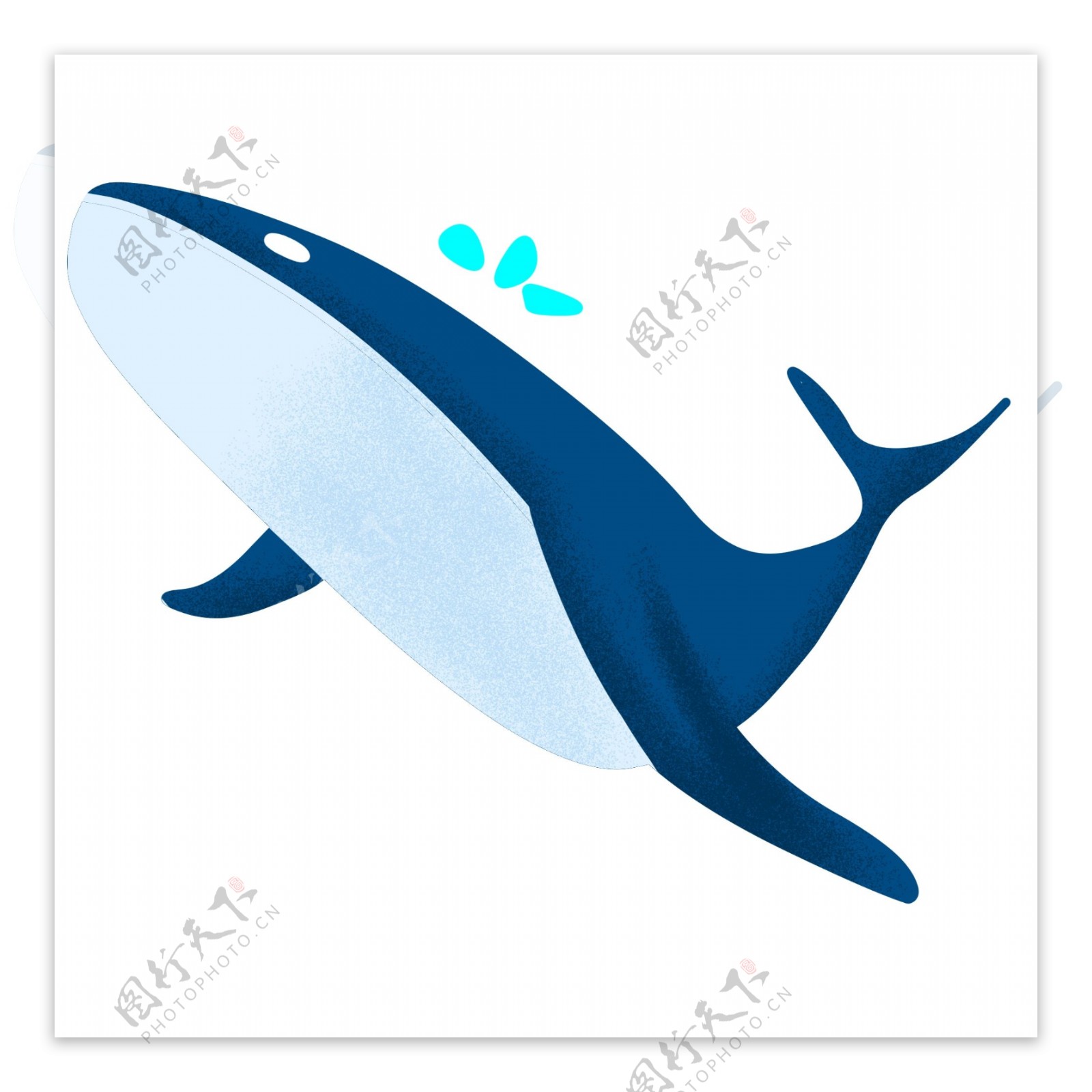 可爱蓝色鲸鱼插画