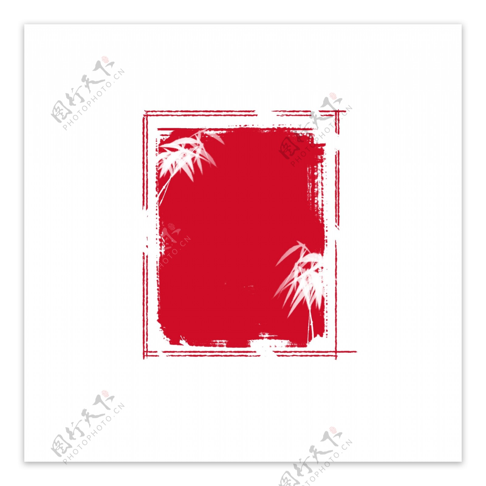 红色竹子装饰印章图案