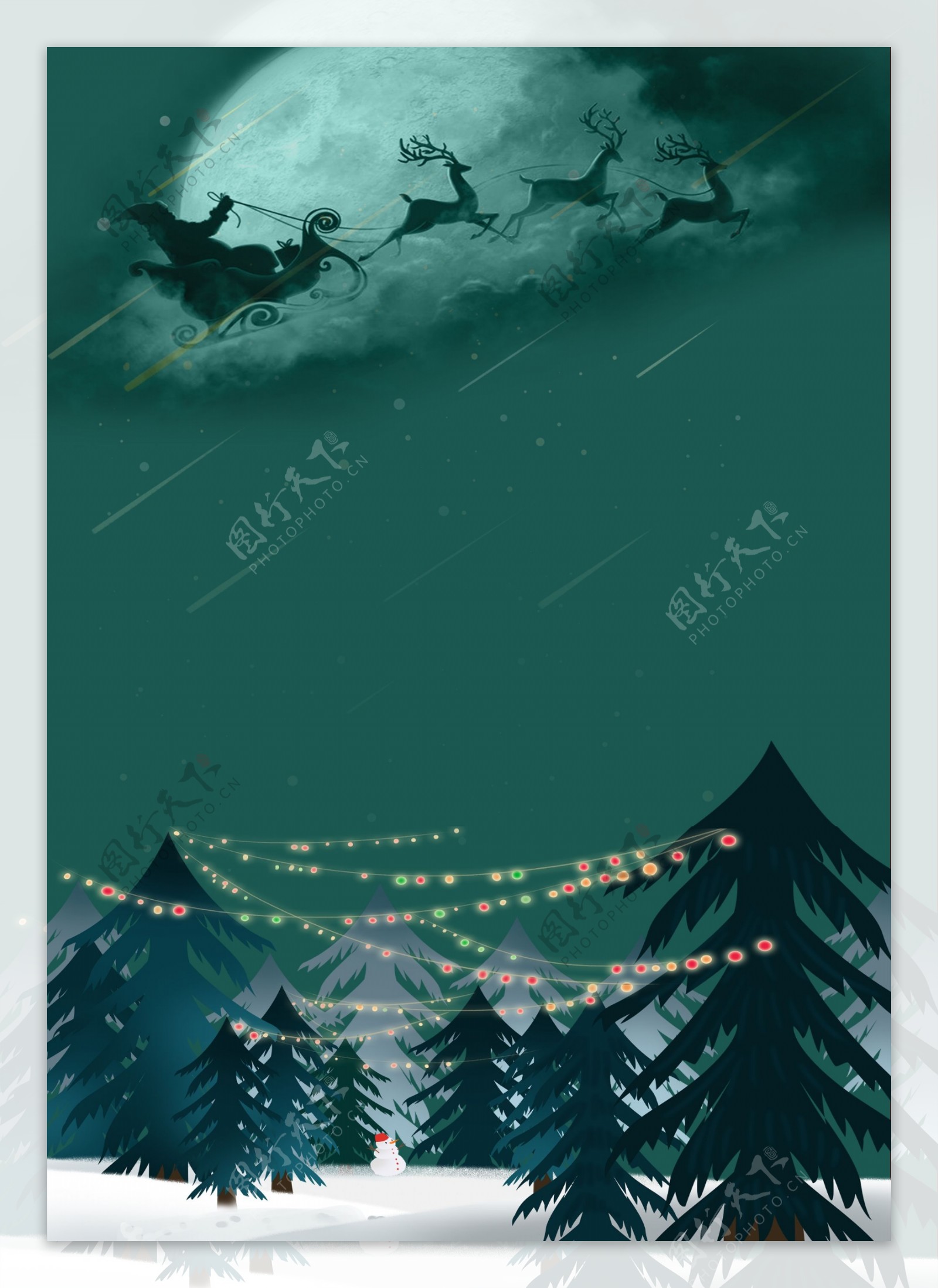 简约圣诞树林平安夜背景设计