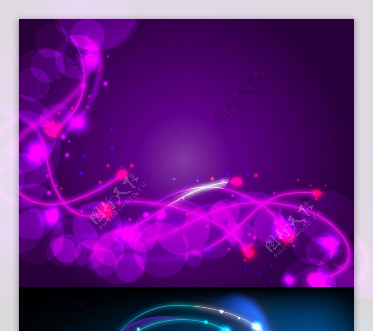多款紫色科技光效光晕光线炫光矢量背景