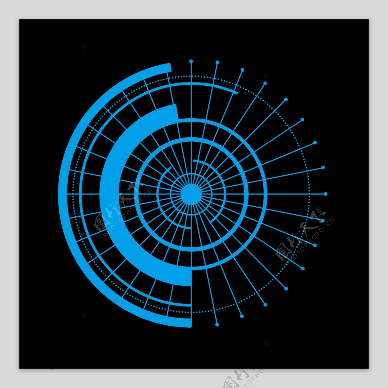 简约线条蓝色未来感科技边框圆框对话框元素