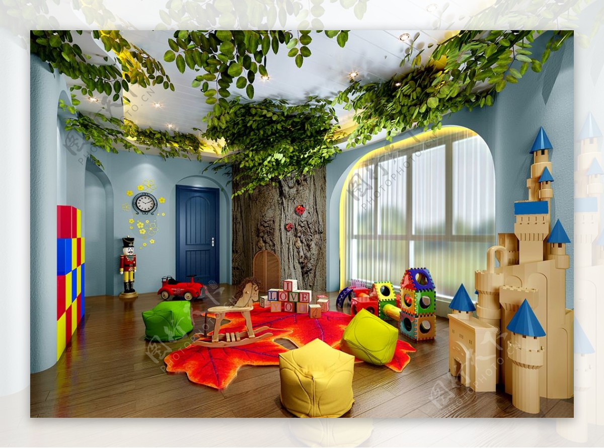 儿童房绿植装饰3D模型效果图