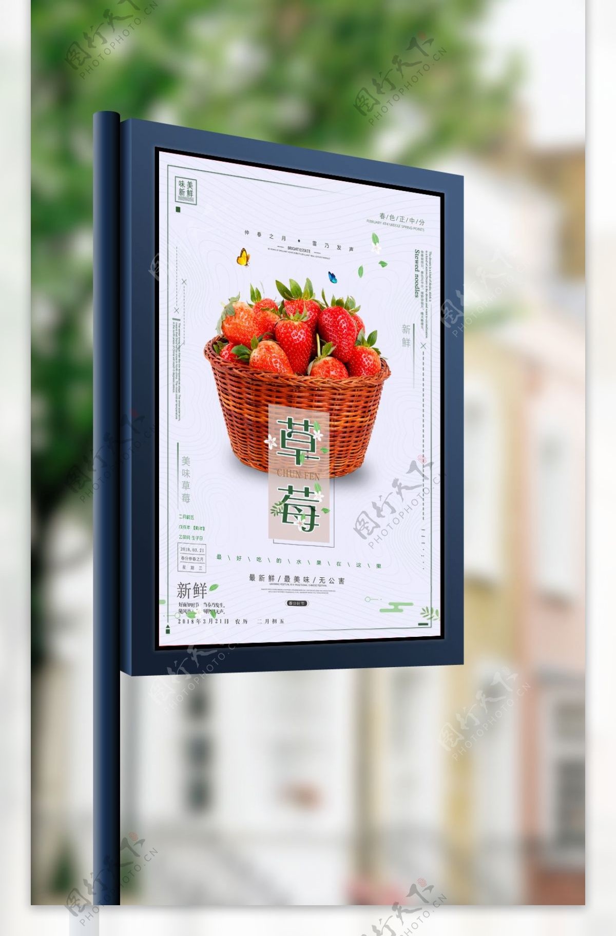 草莓采摘水果采摘海报模板设计