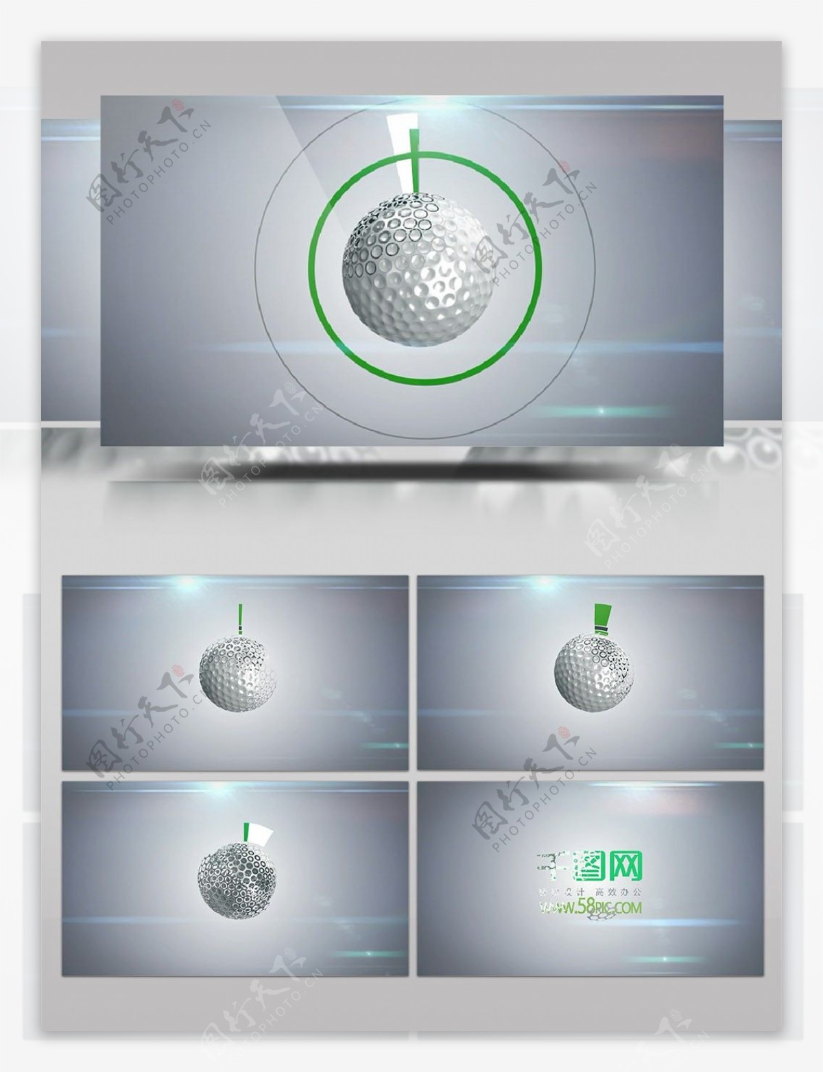 高尔夫球动画揭示标志AE模板