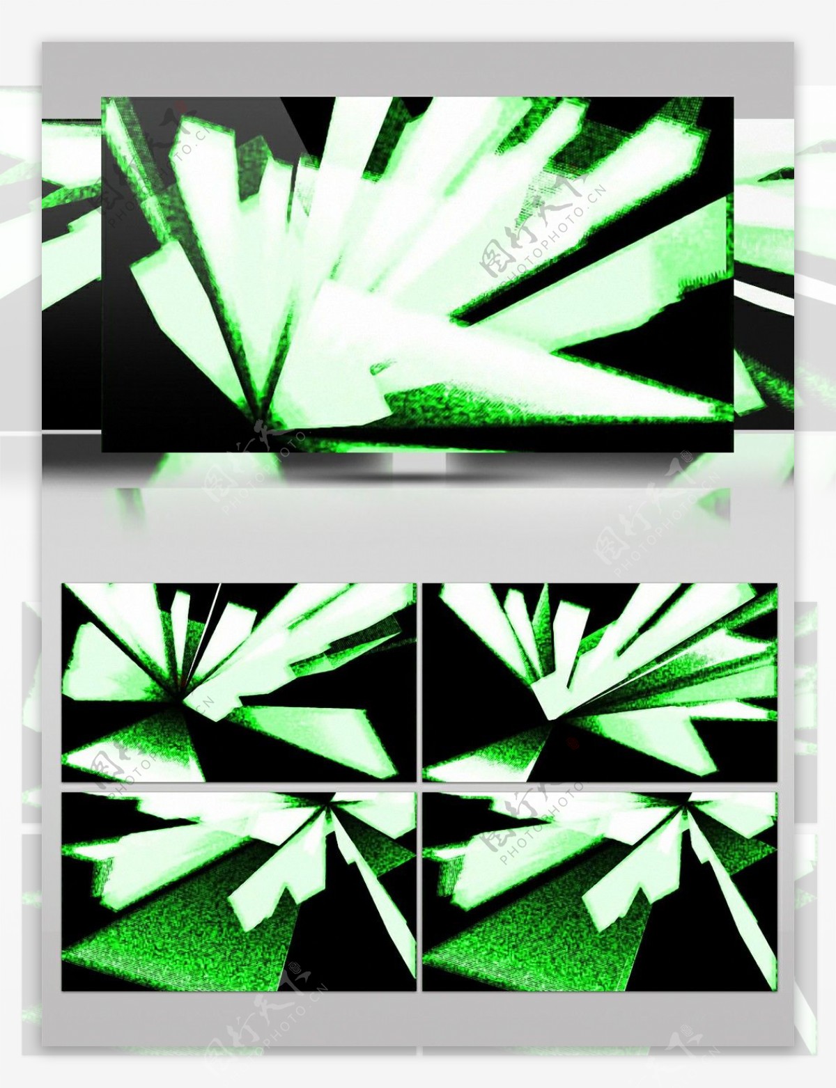 酷炫几何冰晶绿色简约视频素材