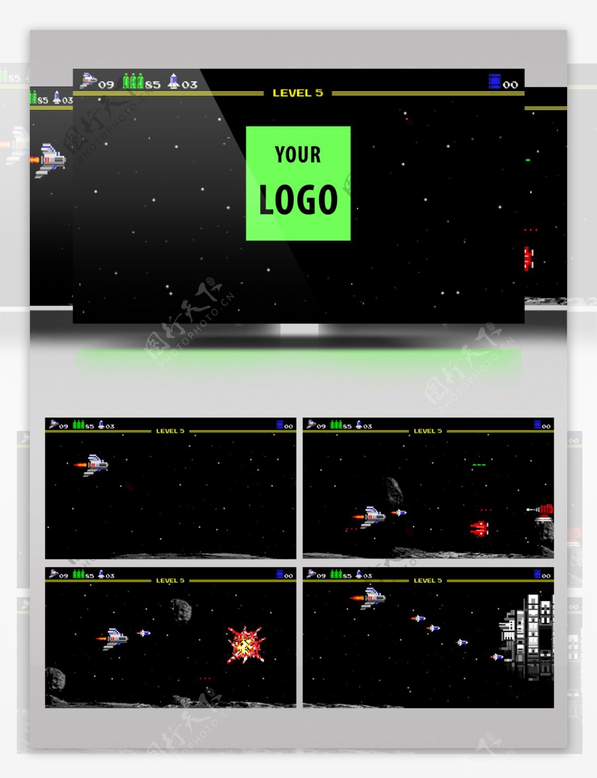 模拟8bit像素游戏的创意标志开场动画ae模板