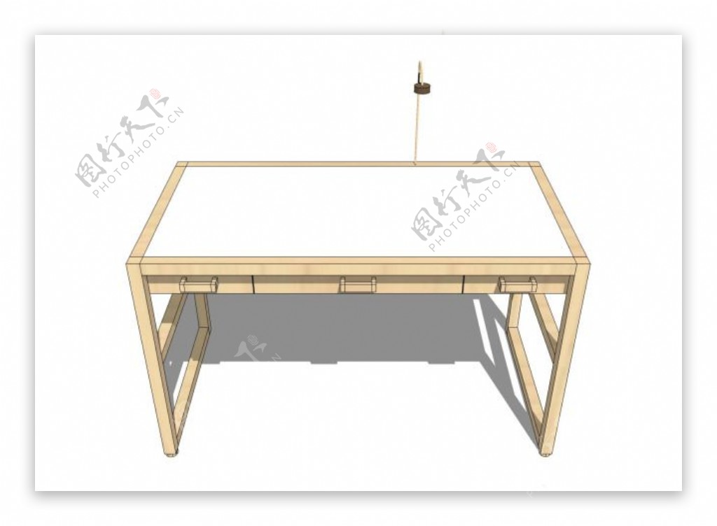 木制白色办公桌su模型效果图