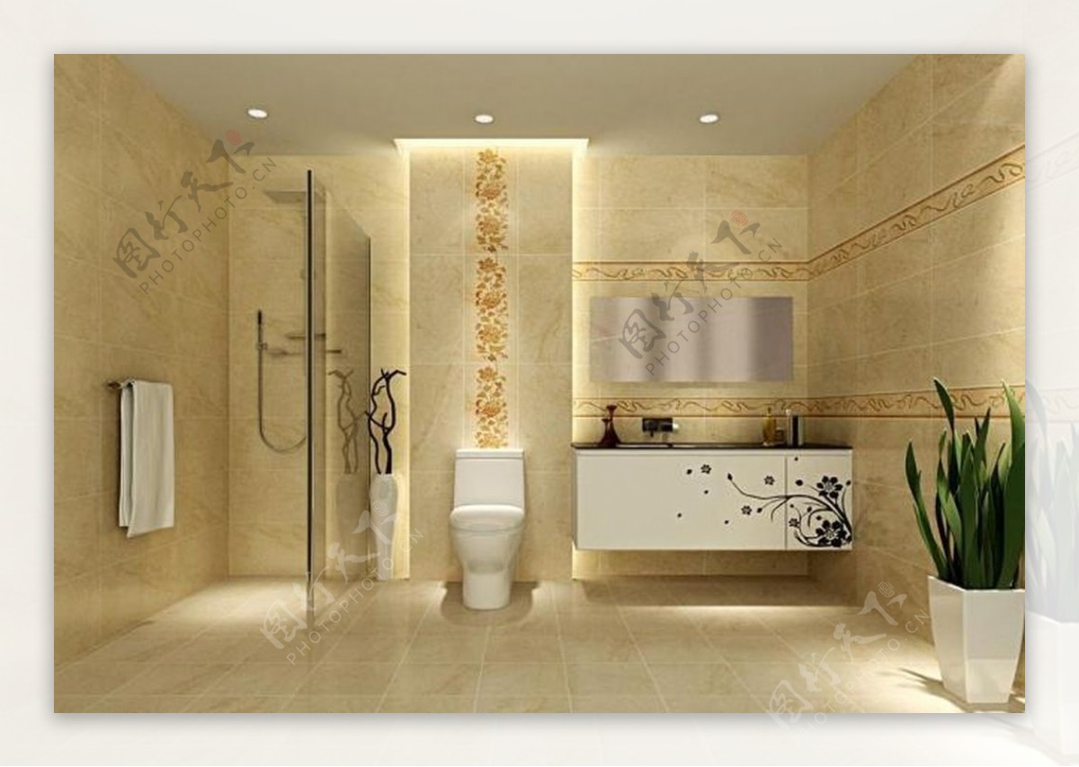 简约欧式室内设计浴室瓷砖墙面装修效果图