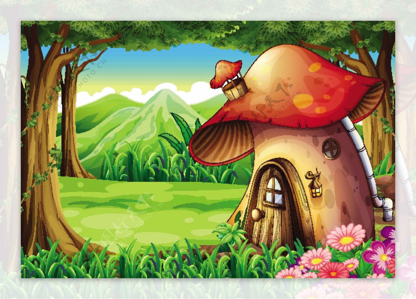 卡通童话森林房屋