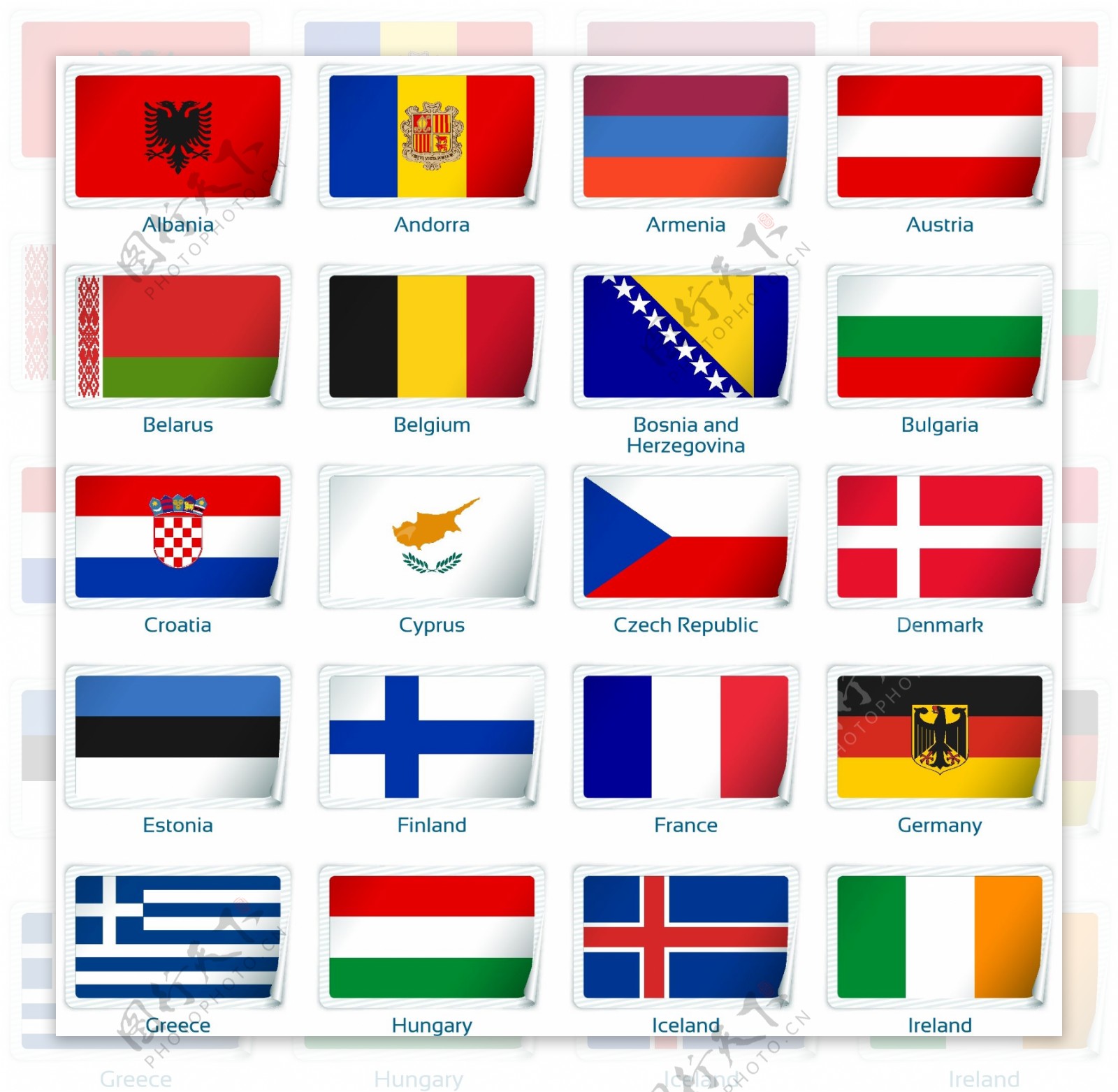 各种形状的世界国旗矢量合集
