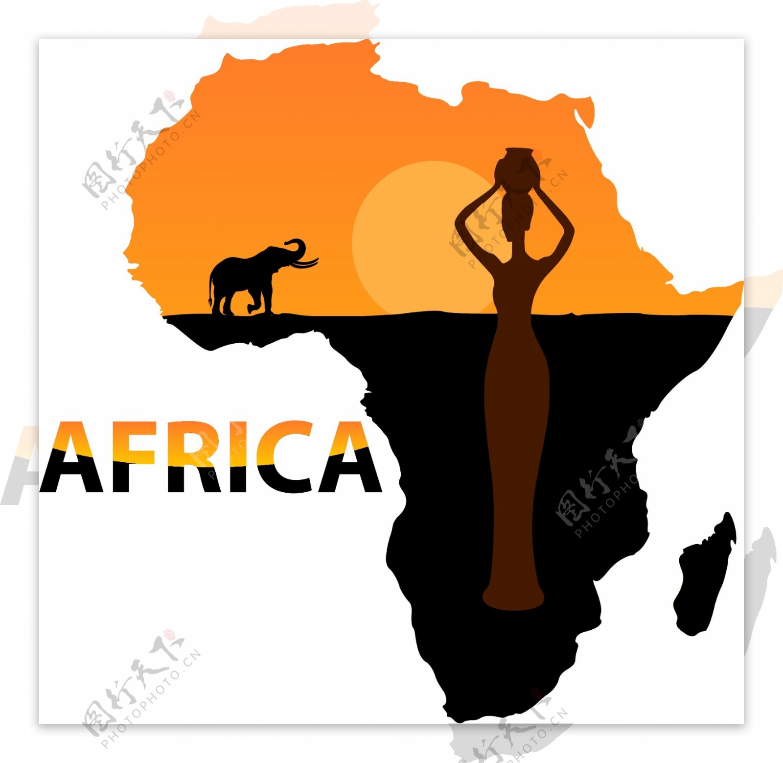 非洲矢量海报女人举着瓶子
