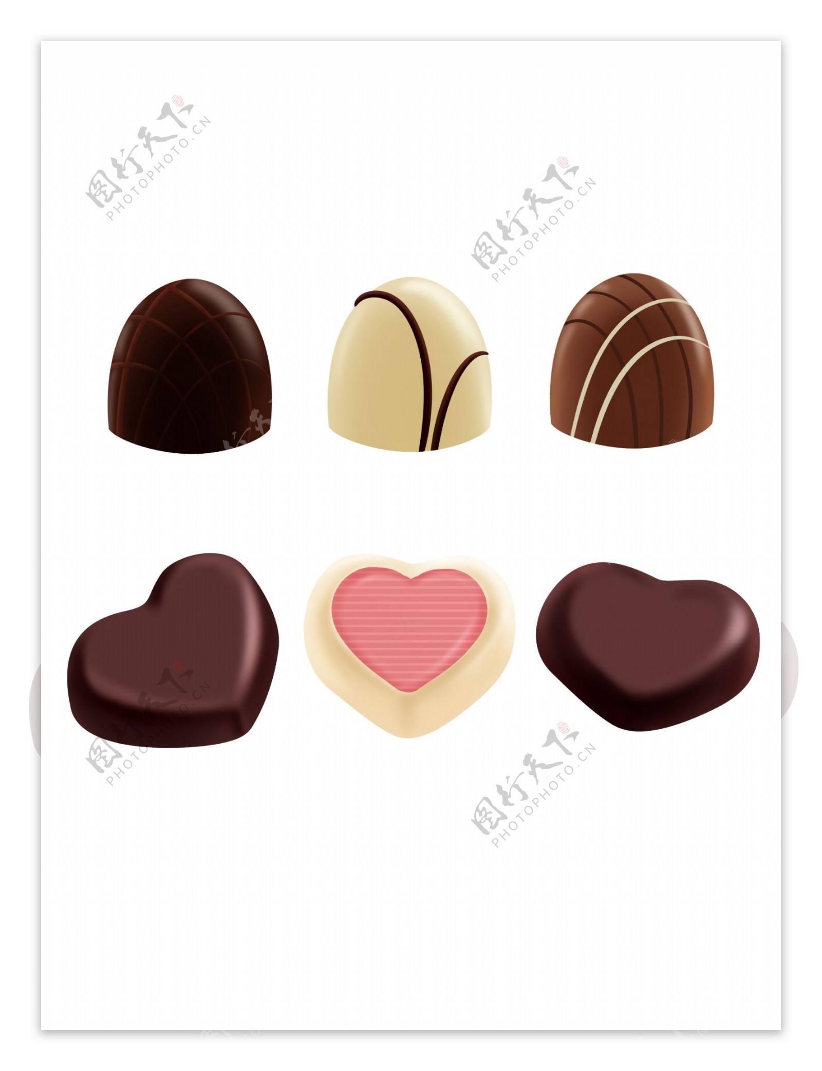 手绘情人节巧克力可商用矢量元素套图