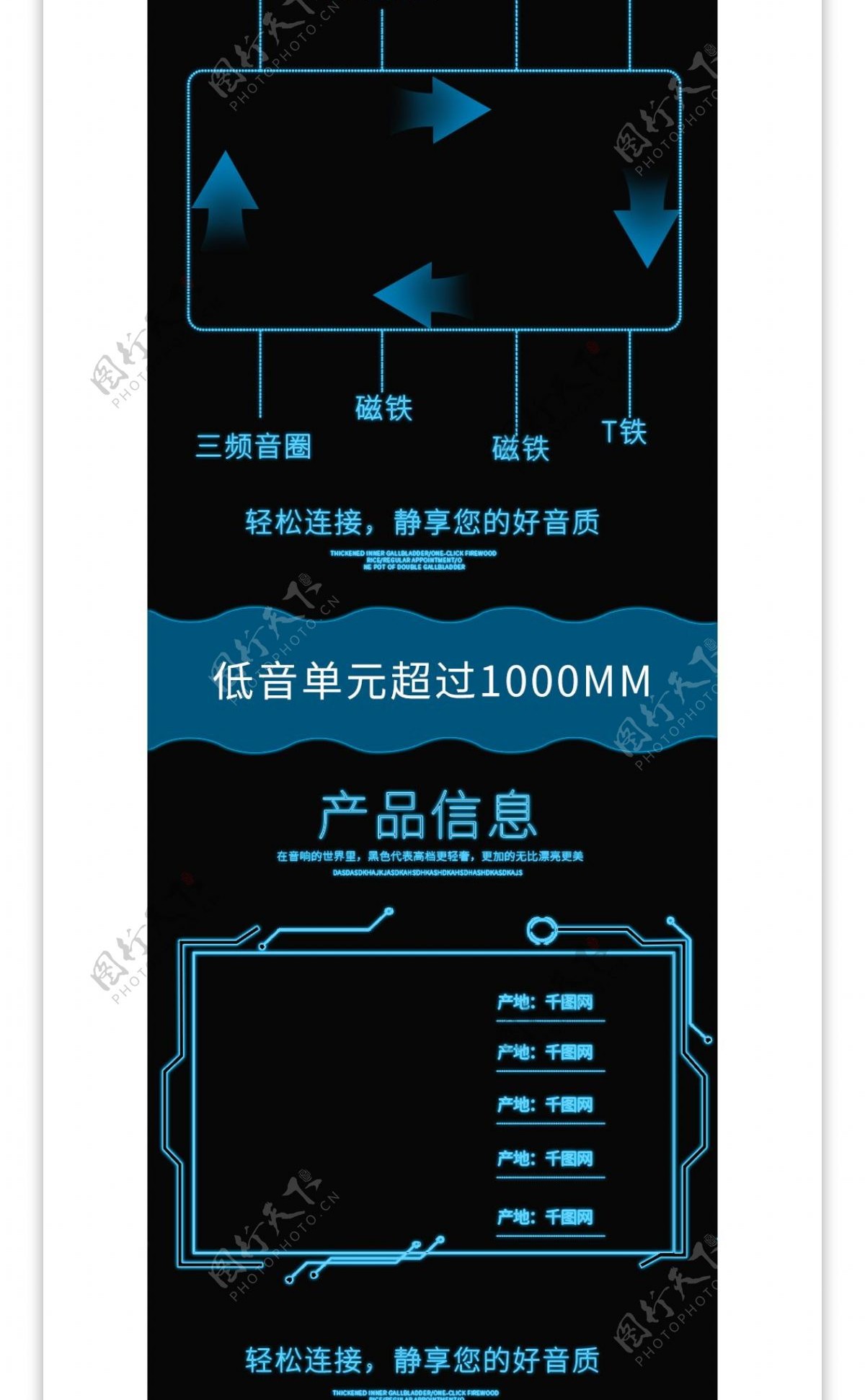 音响新颖科技动感详情页模板