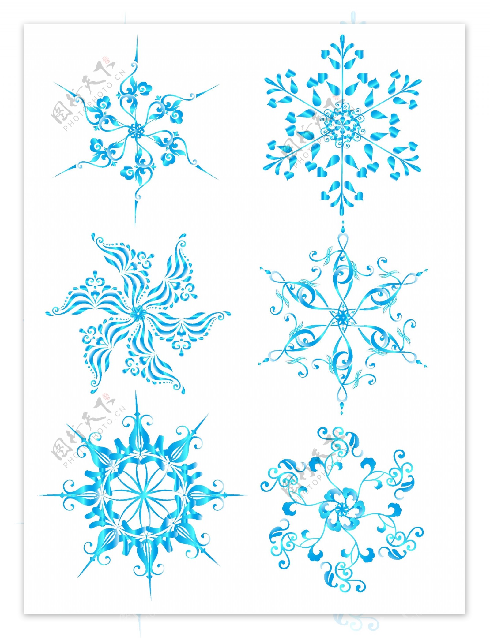 蓝色渐变雪花效果可商用