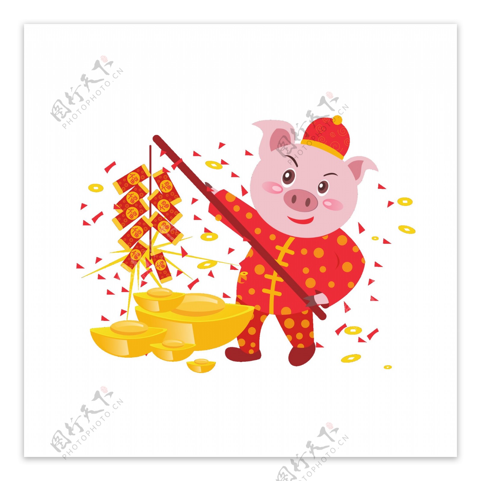 猪年元素之卡通可爱喜庆猪形象