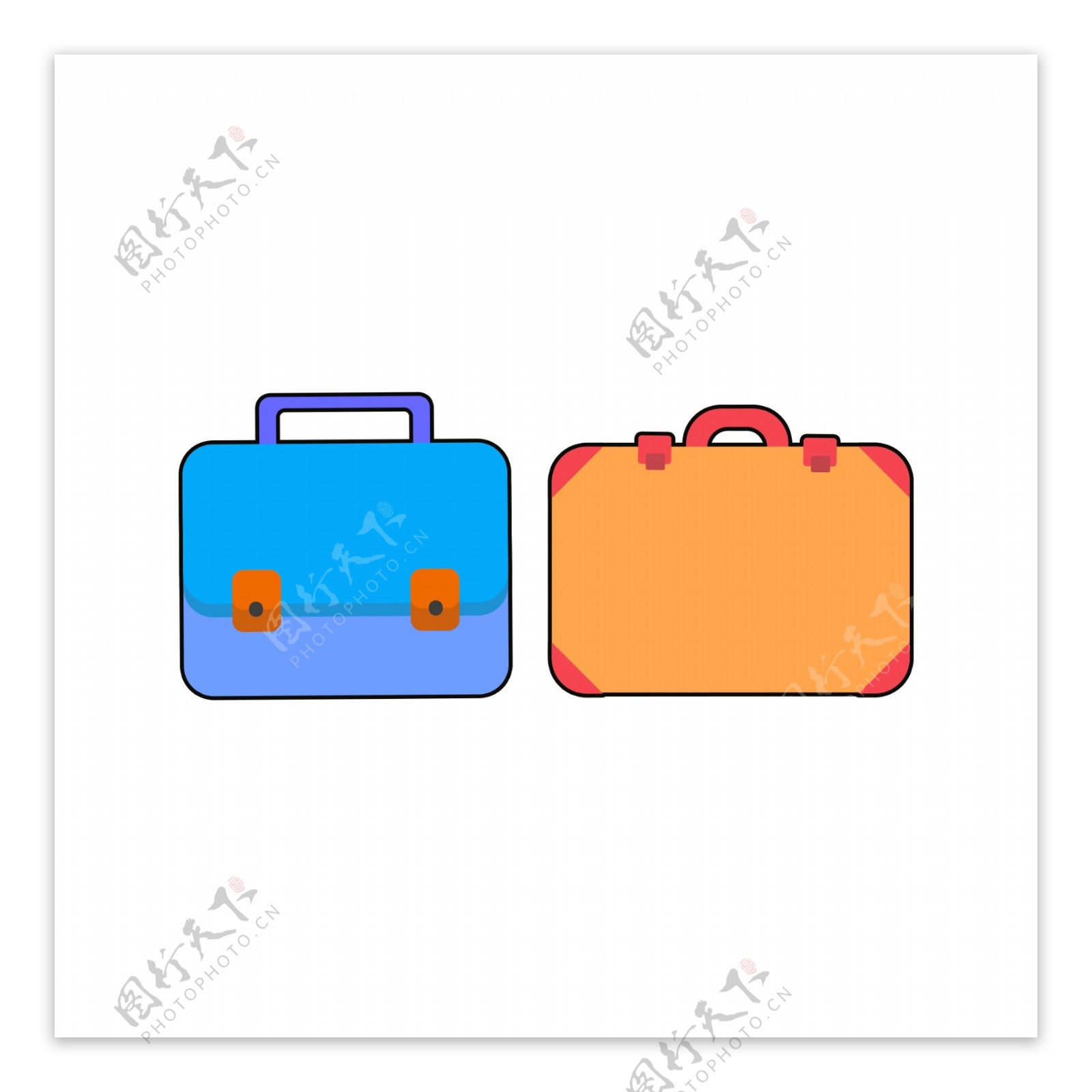 公文包行李箱彩色装饰素材设计