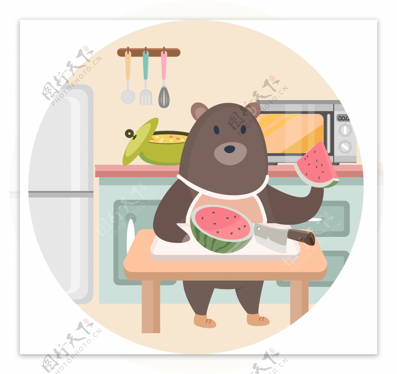 小熊动物西瓜厨房