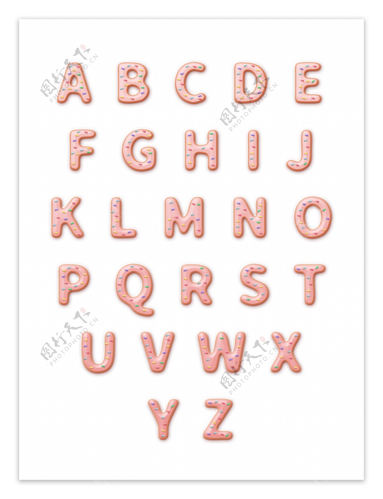 可自由组合的可爱甜甜圈糖衣英文字母