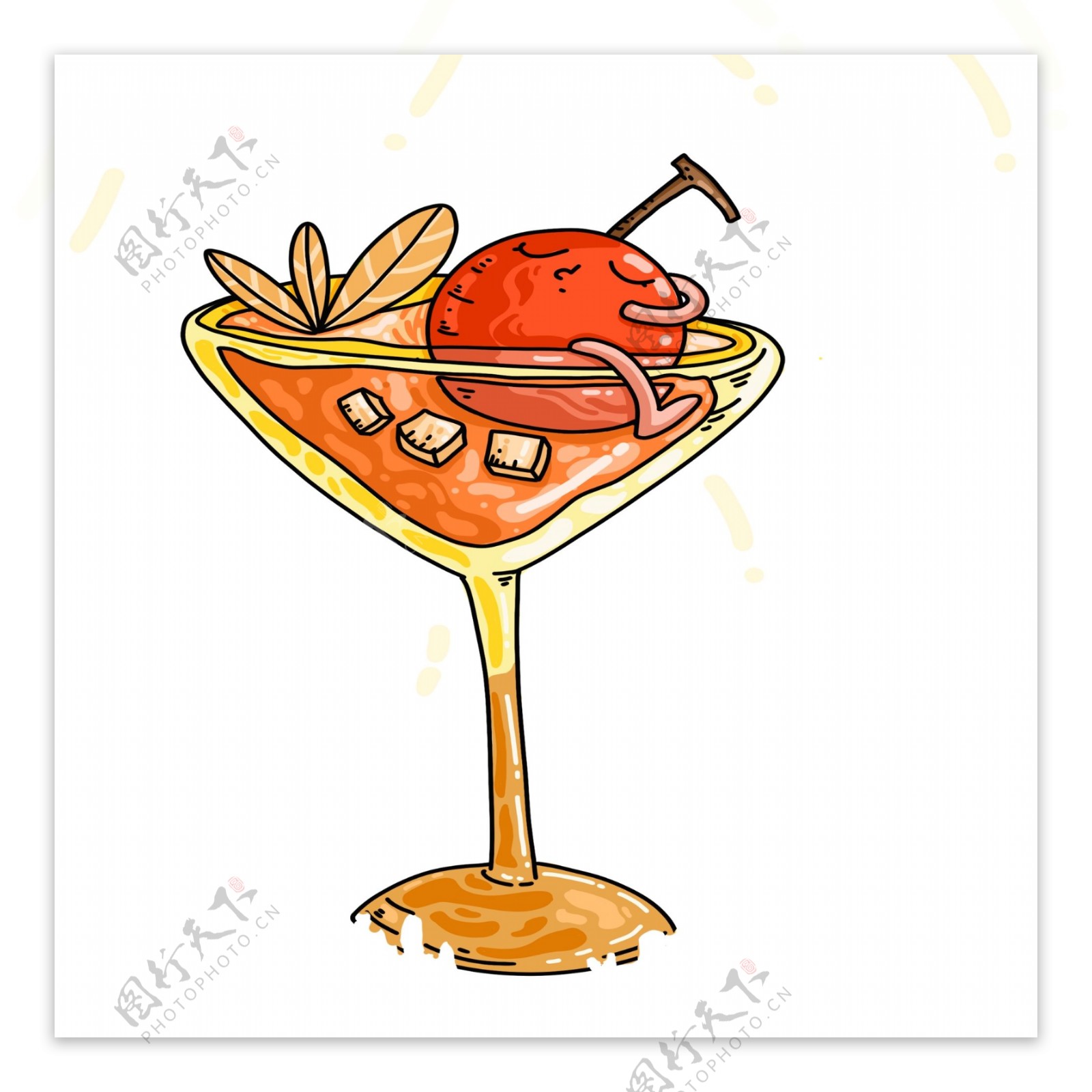 卡通手绘一杯橙汁设计