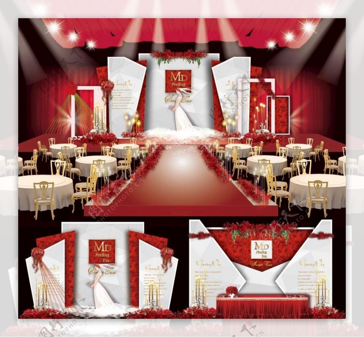 红白色大理石婚礼设计
