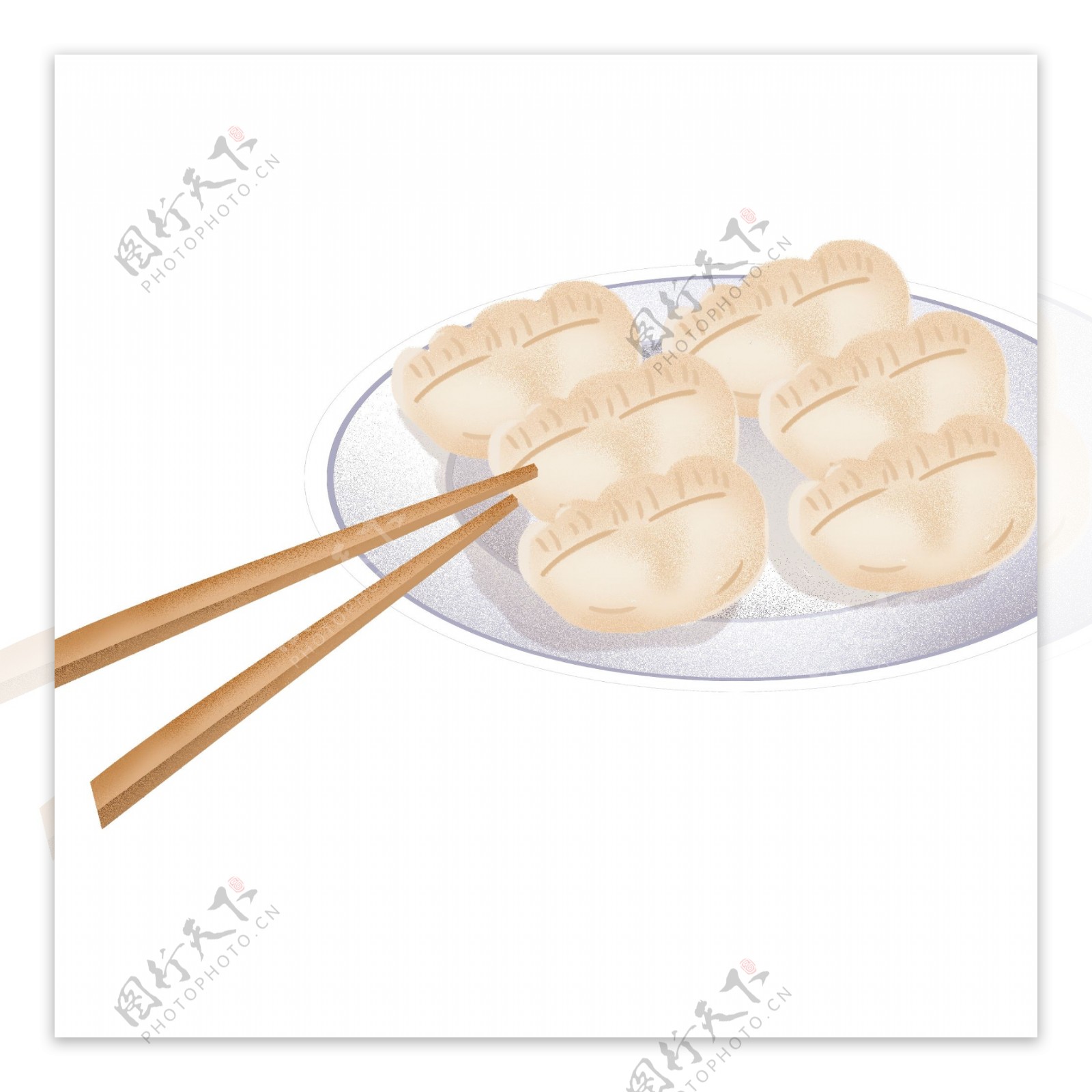 清新手绘一盘美味的饺子