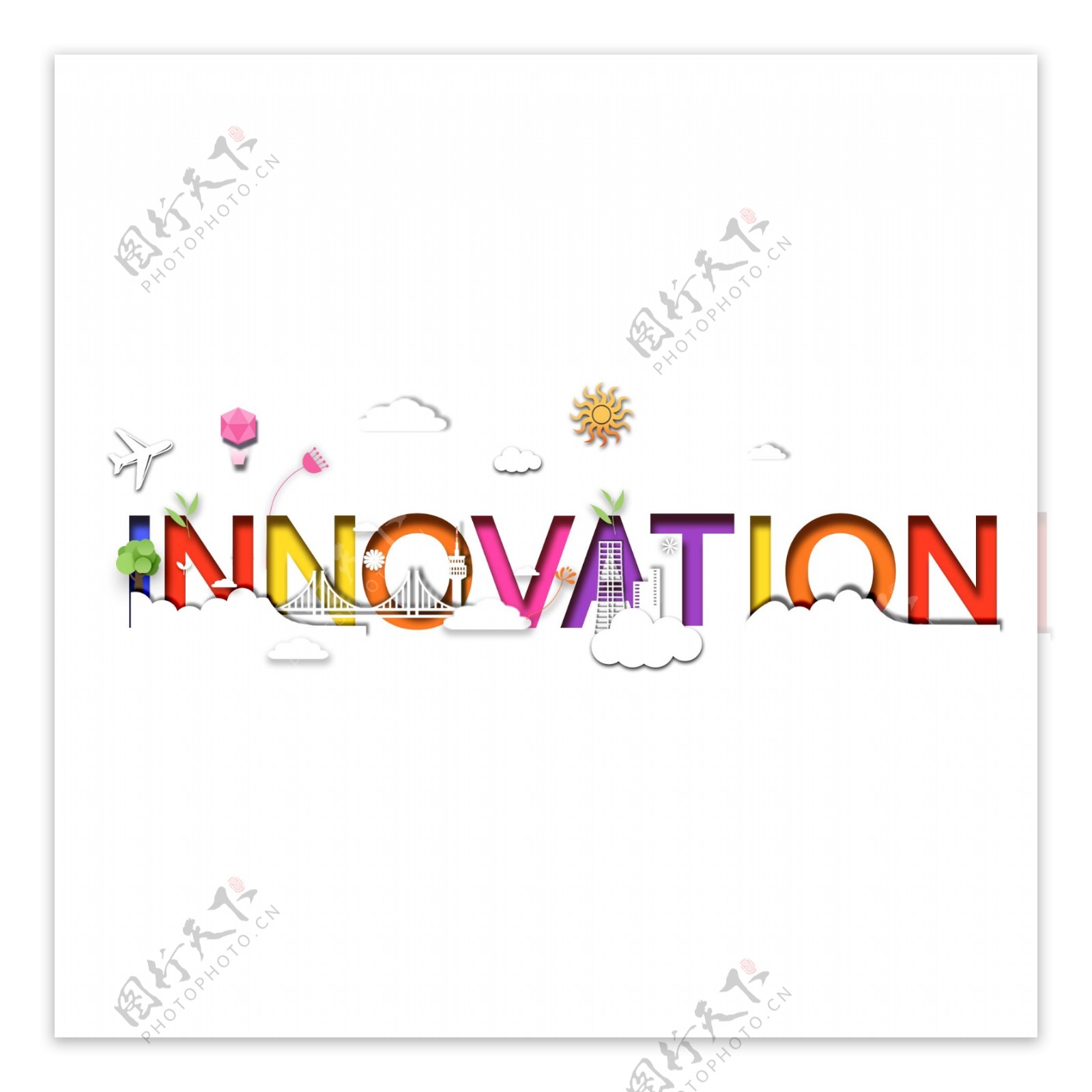 印象剪纸风innovation创新元素
