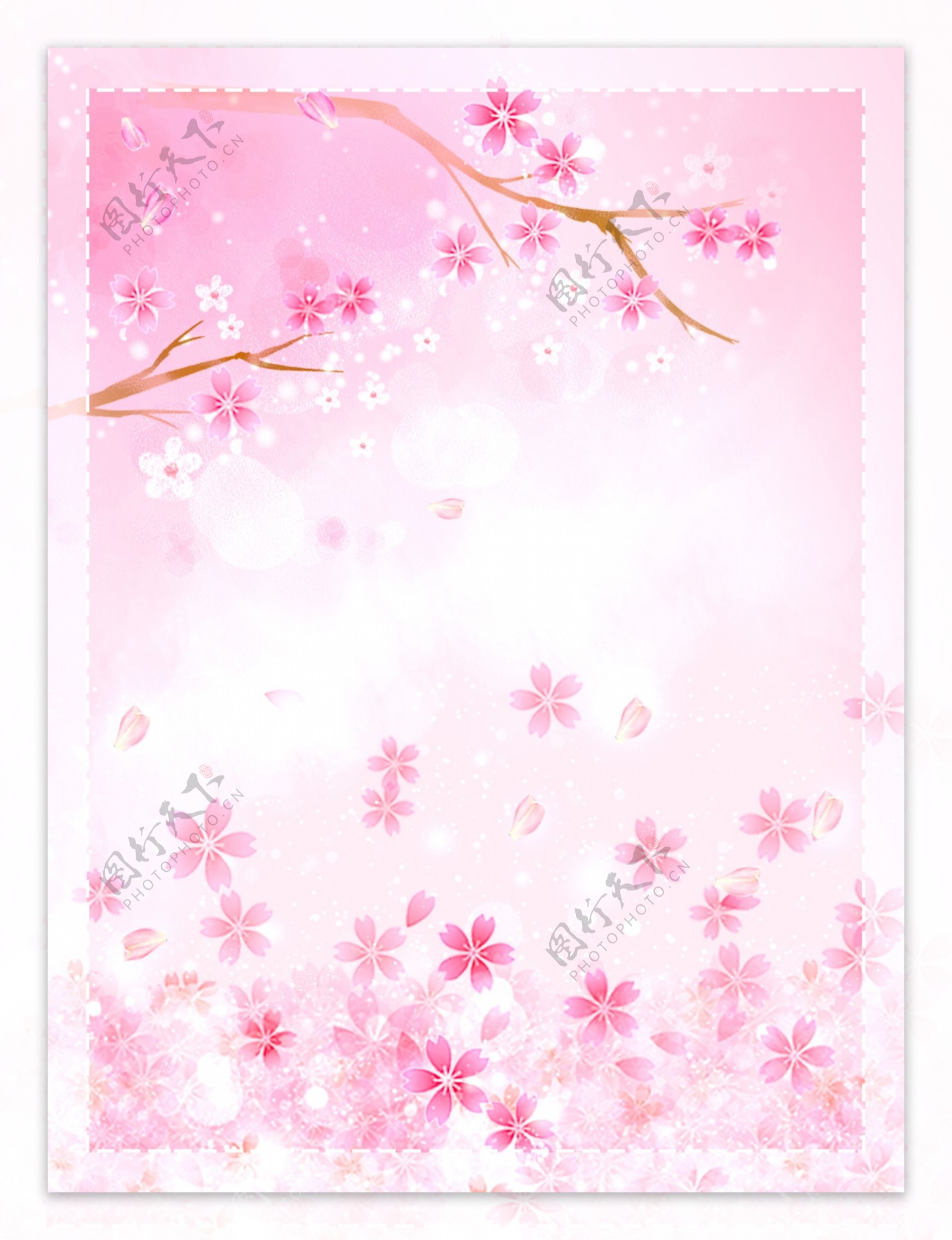 粉色简约樱花背景图案