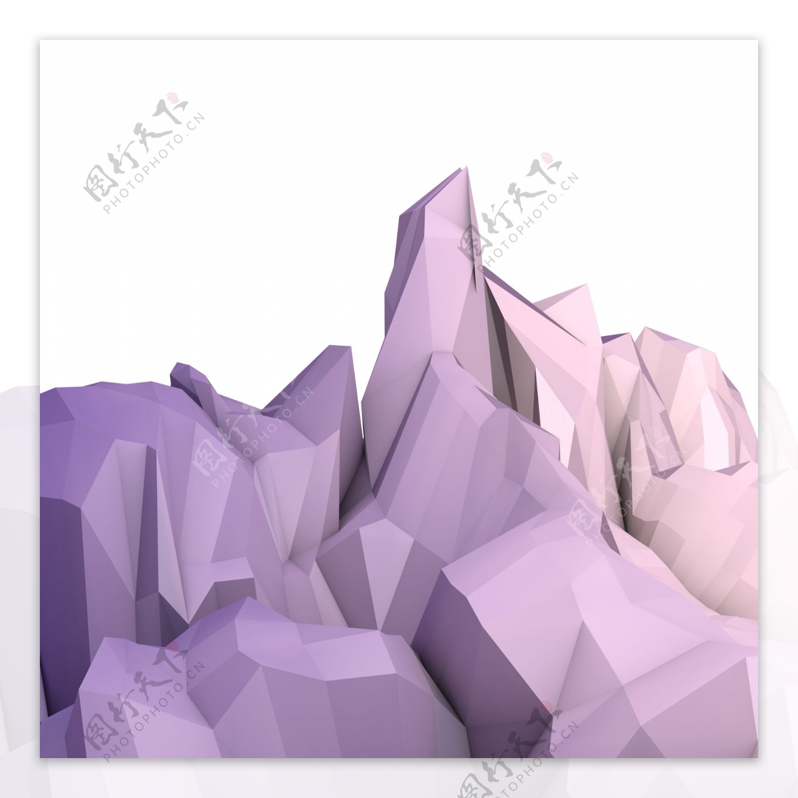 C4D高清lowpoly风格紫色冰山卡通