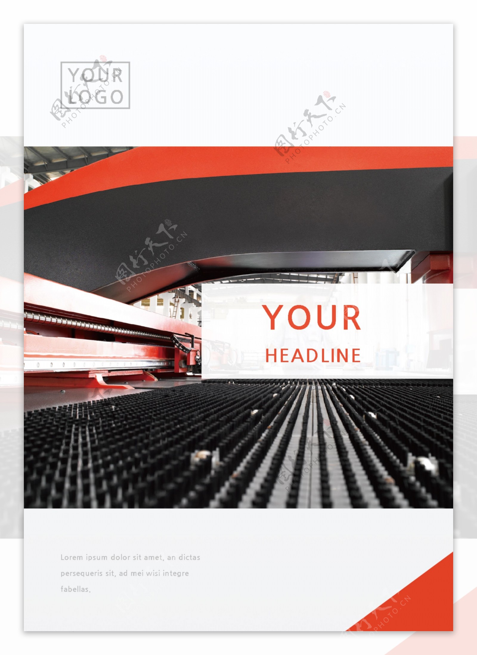 工业和商业企业产品专辑的简单红色和白色封面模板