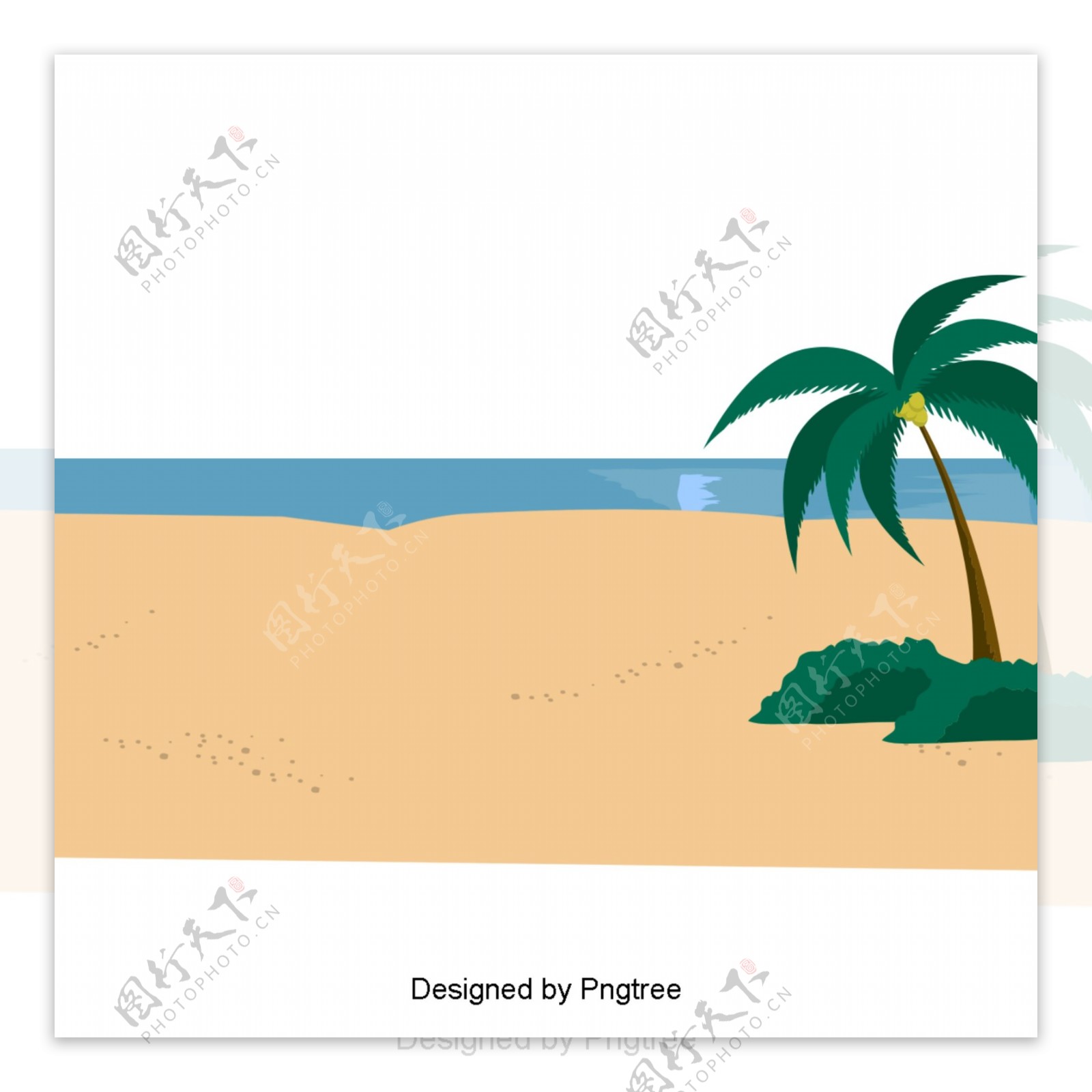 卡通手绘沙滩设计