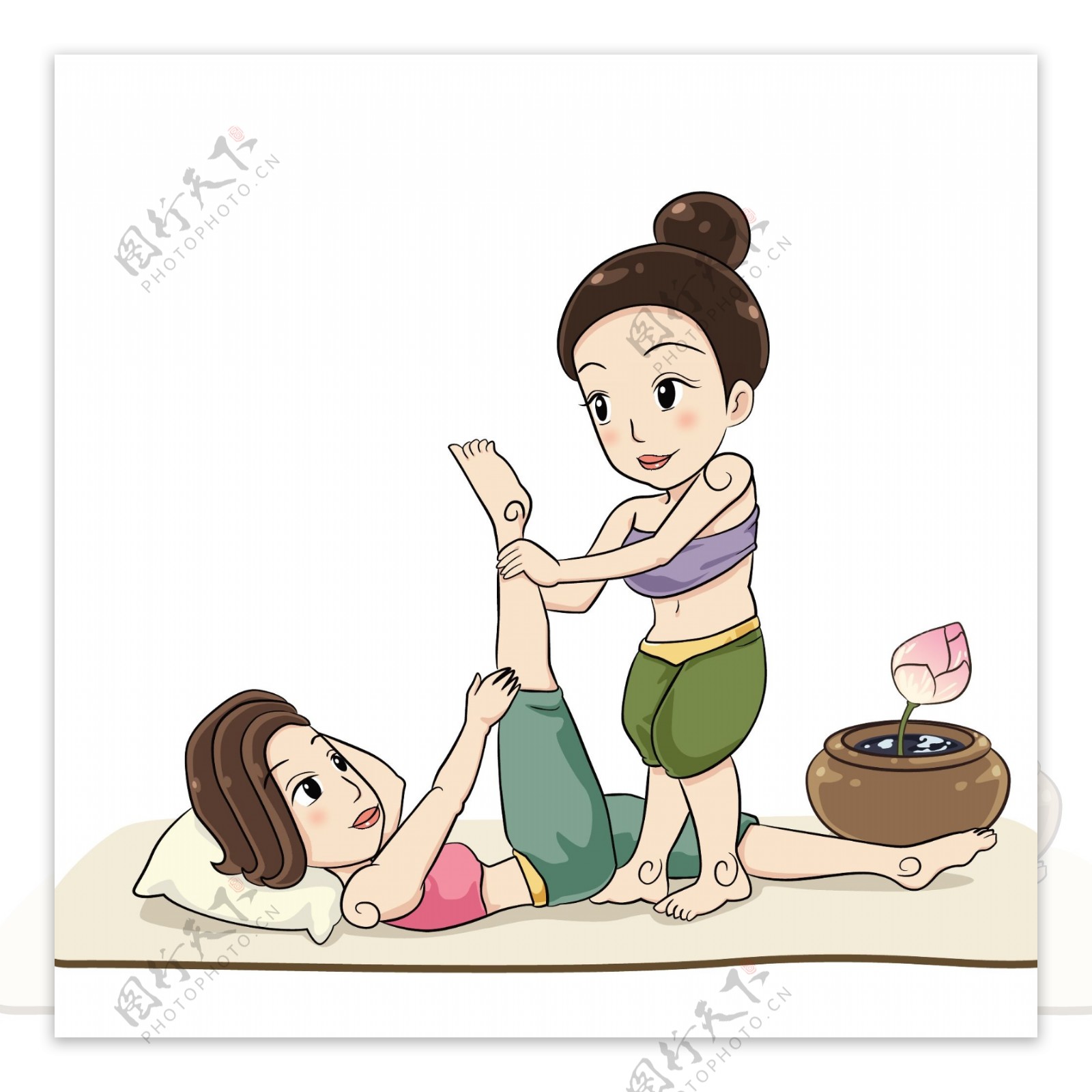 泰国传统按摩背部按摩女性按摩师