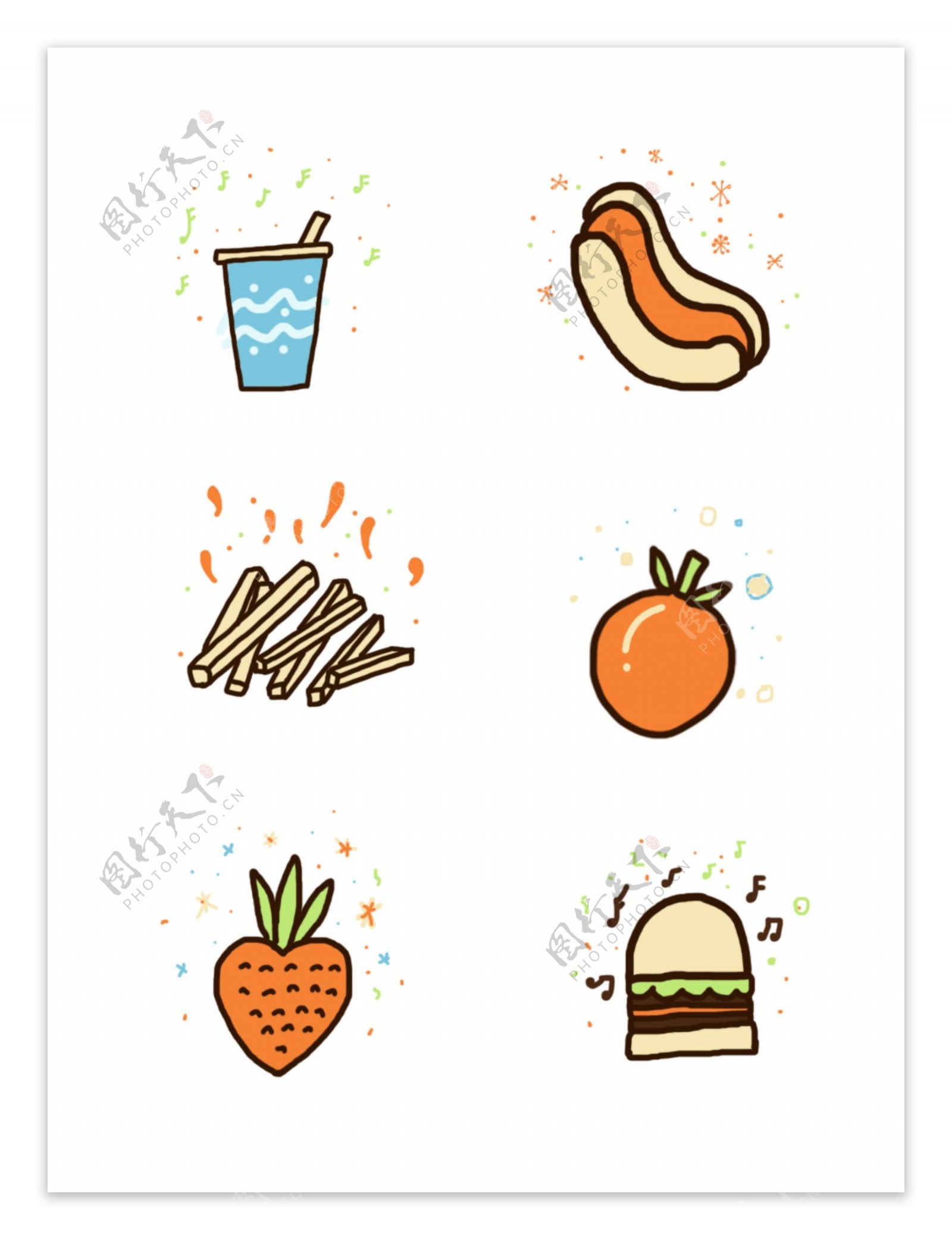手帐食物卡通可爱图标手绘装饰素材