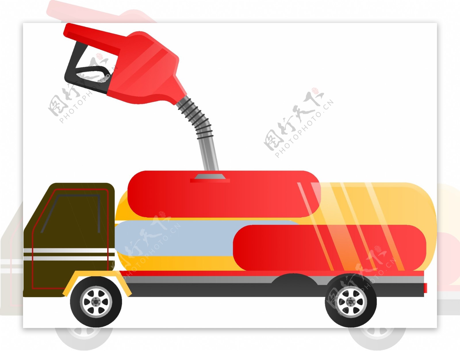 红色油罐车加油简约元素