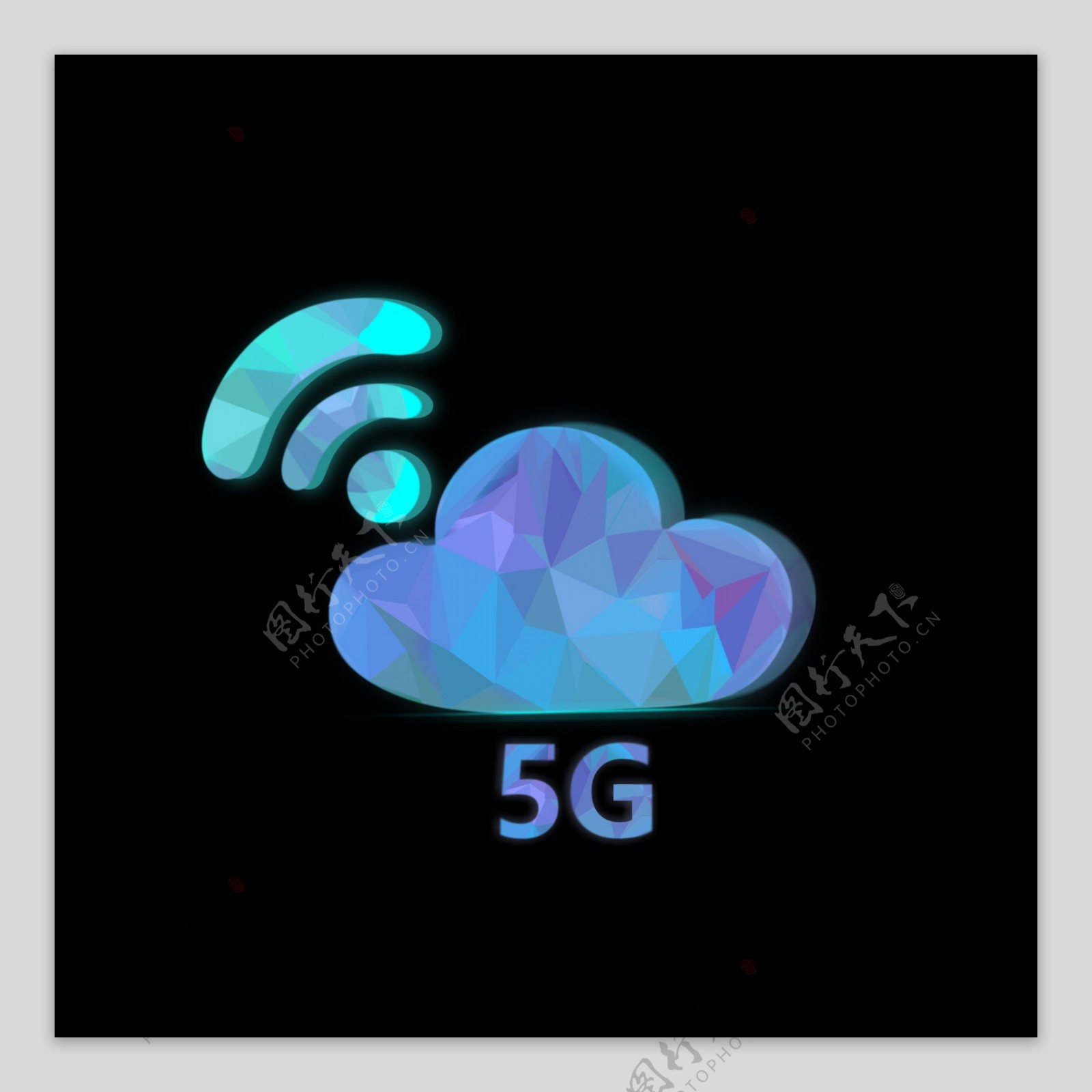 5G蓝色梦幻无线信号未来科技风云朵