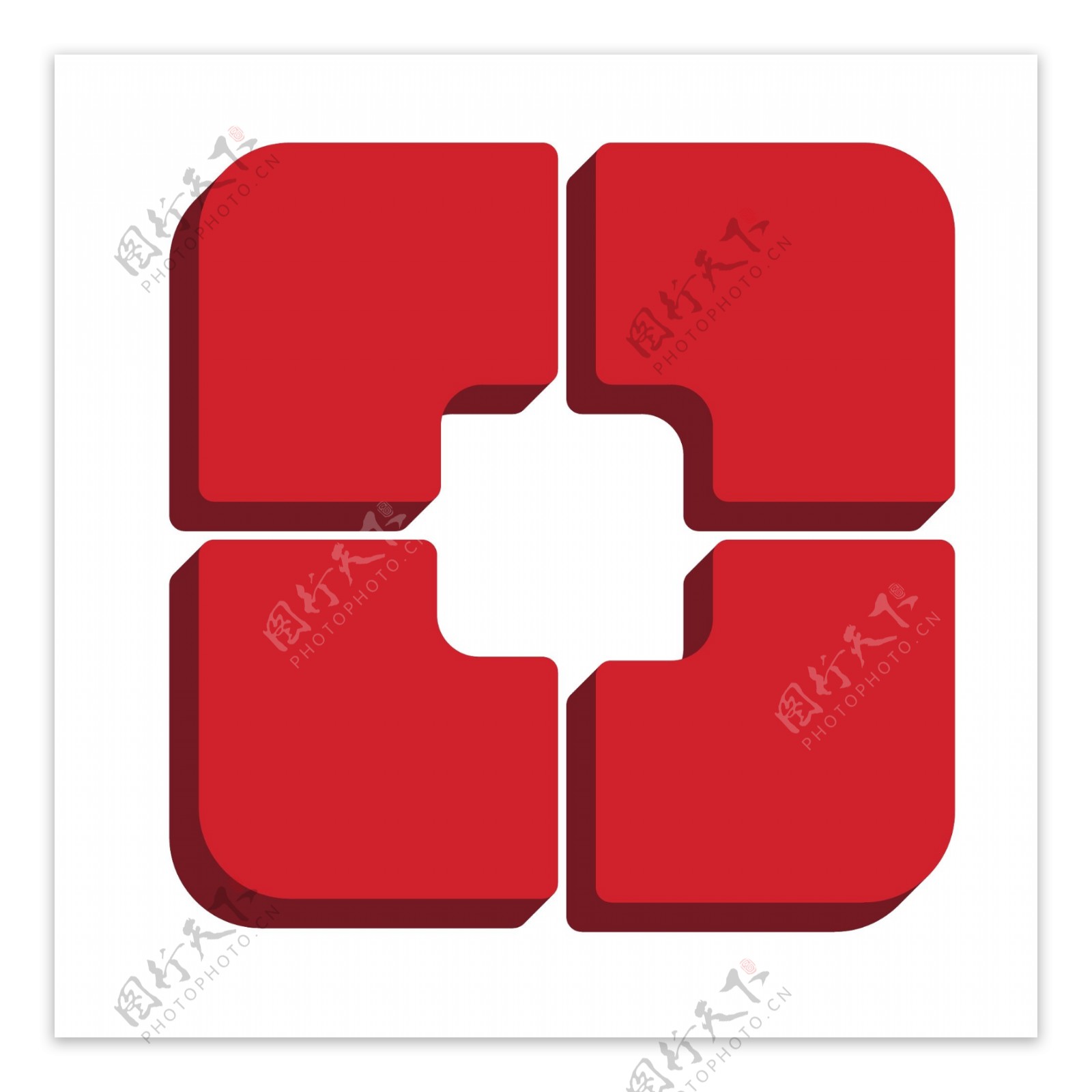 2.5D红色盛京银行手机应用LOGO图标