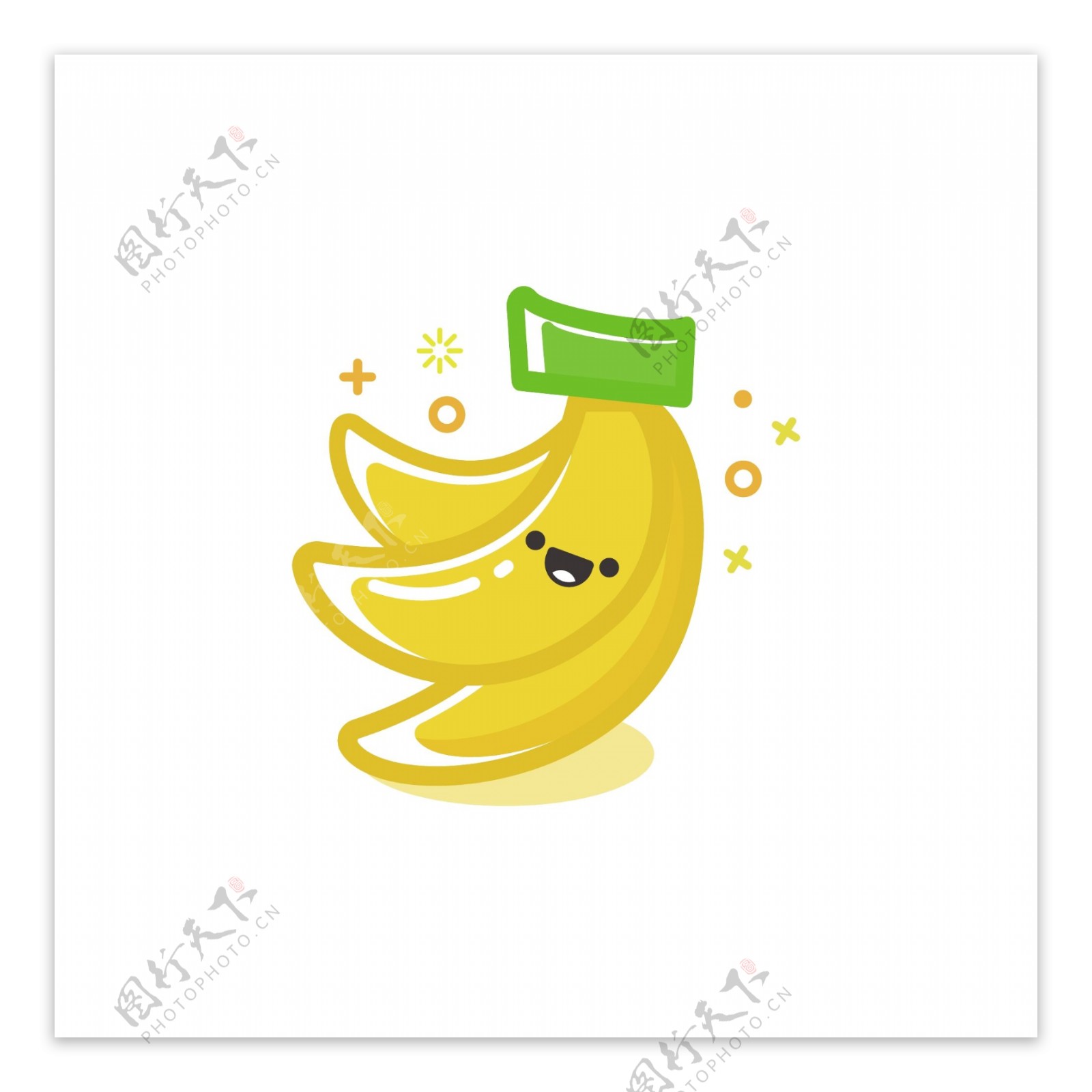 黄色系夏日清凉高还原三根香蕉三维图案卡通水果矢量图