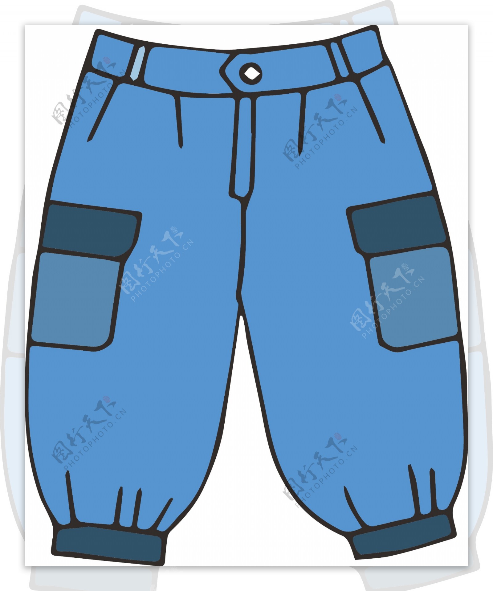 矢量蓝色设计短裤素材插画材料