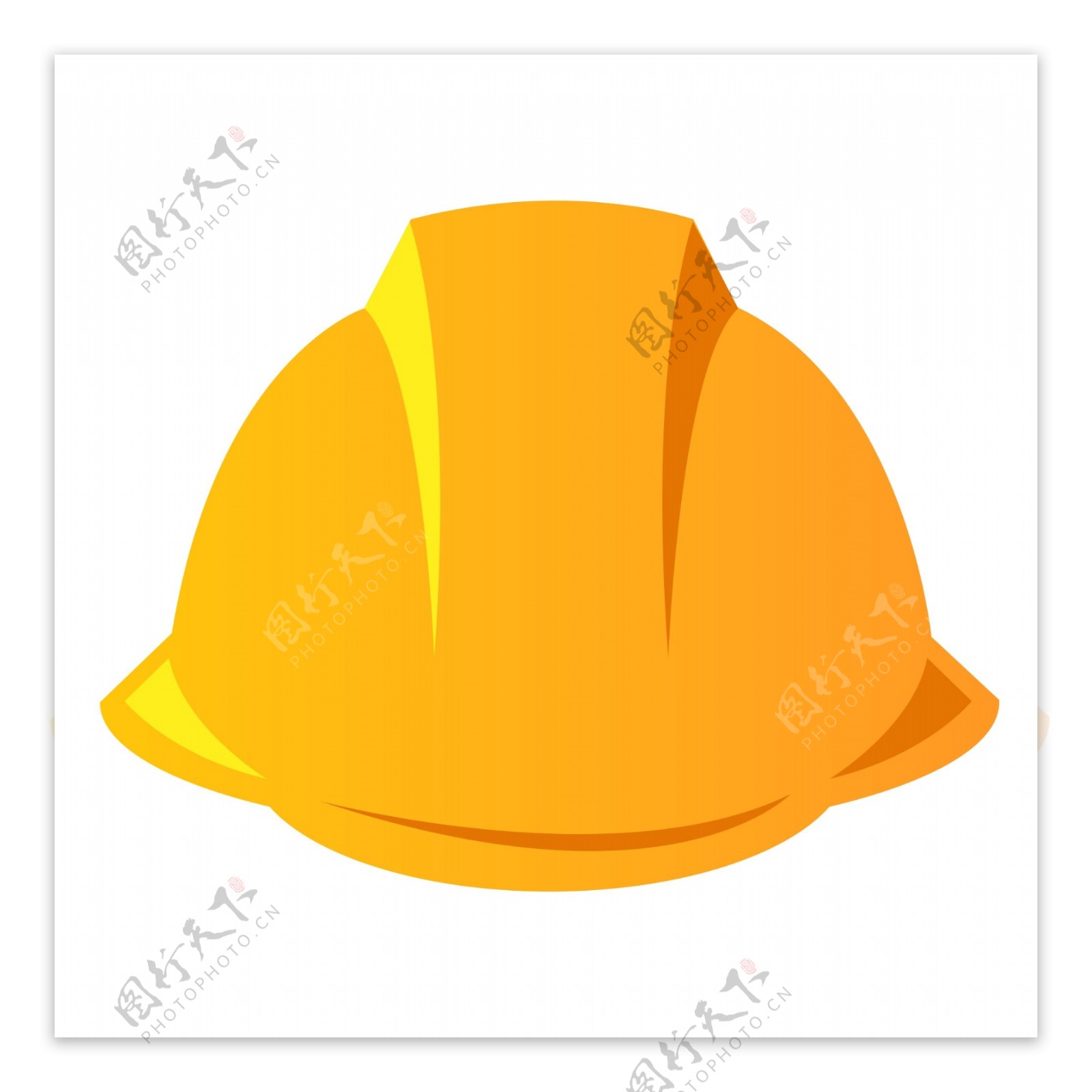 黄色安全帽手绘劳动工具标贴矢量素材