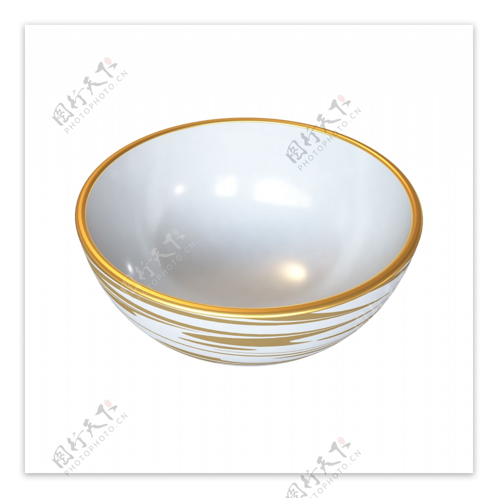 立体金边条纹瓷碗