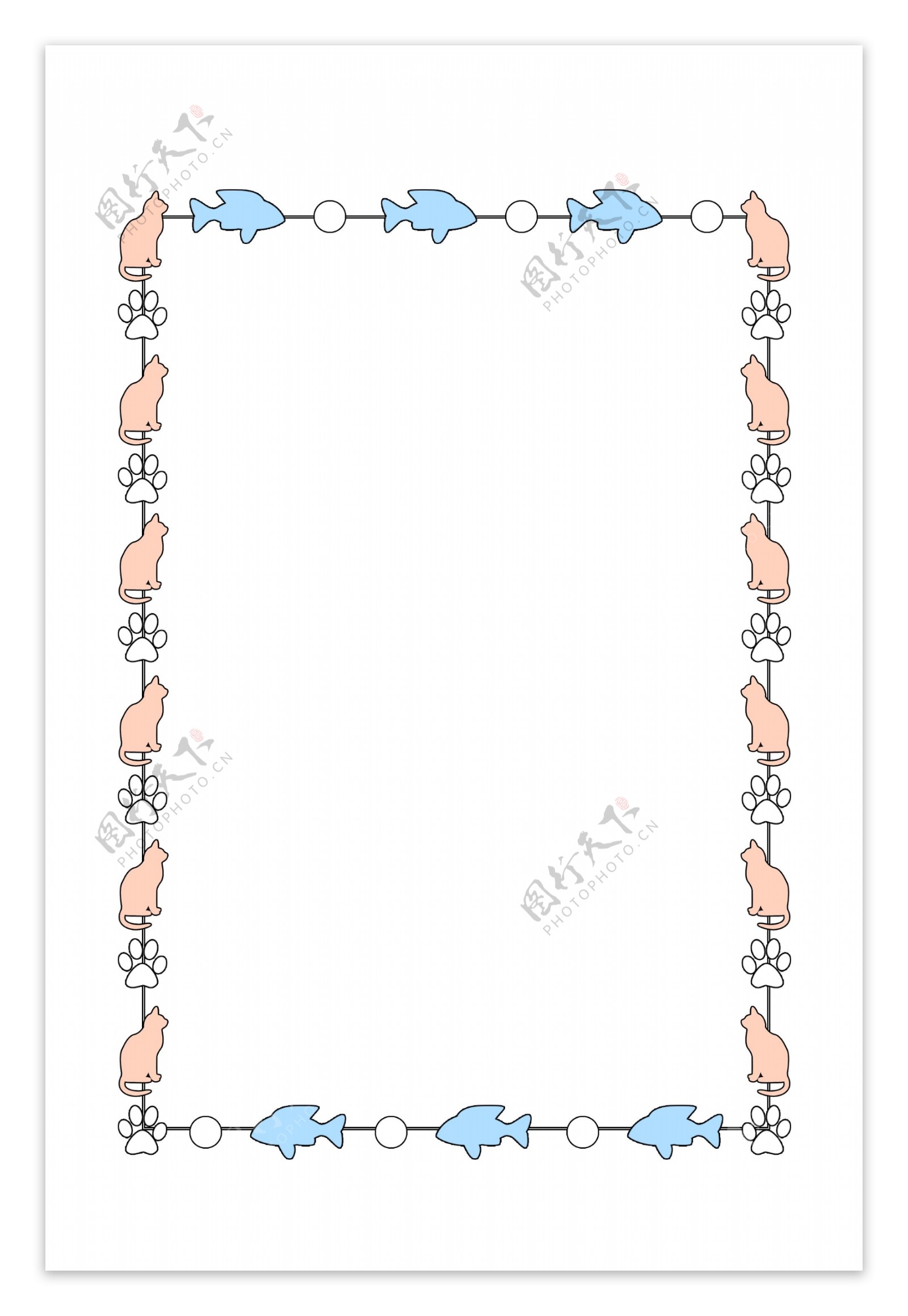 小清新边框猫鱼框架PNG