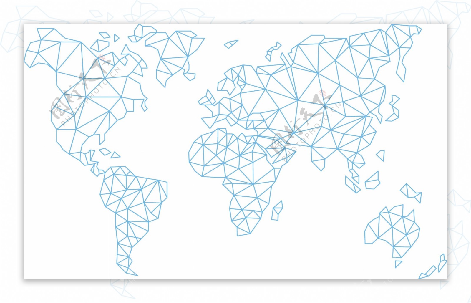 卡通矢量晶格画线条世界地图
