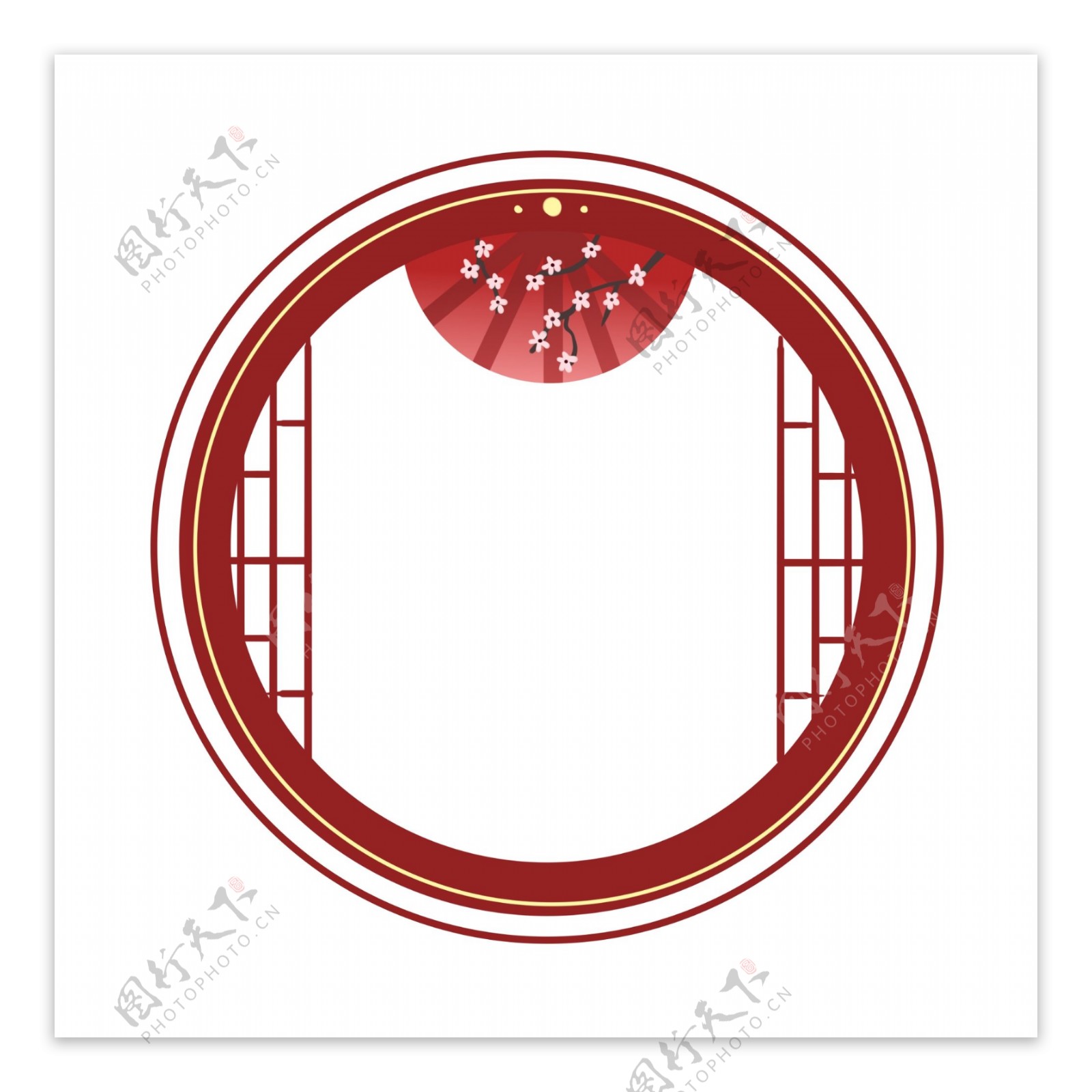 折扇红色中国风边框